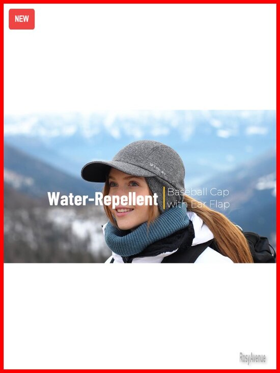 Water-Repellent Winter Ponytail Baseball Cap with Fleece Ear Flaps
